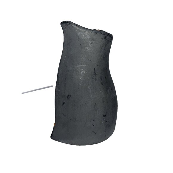 Vintage Handcrafted Black Clay Owl, Orange with Red Heart, Raku Pottery *Chips* - Picture 4 of 12